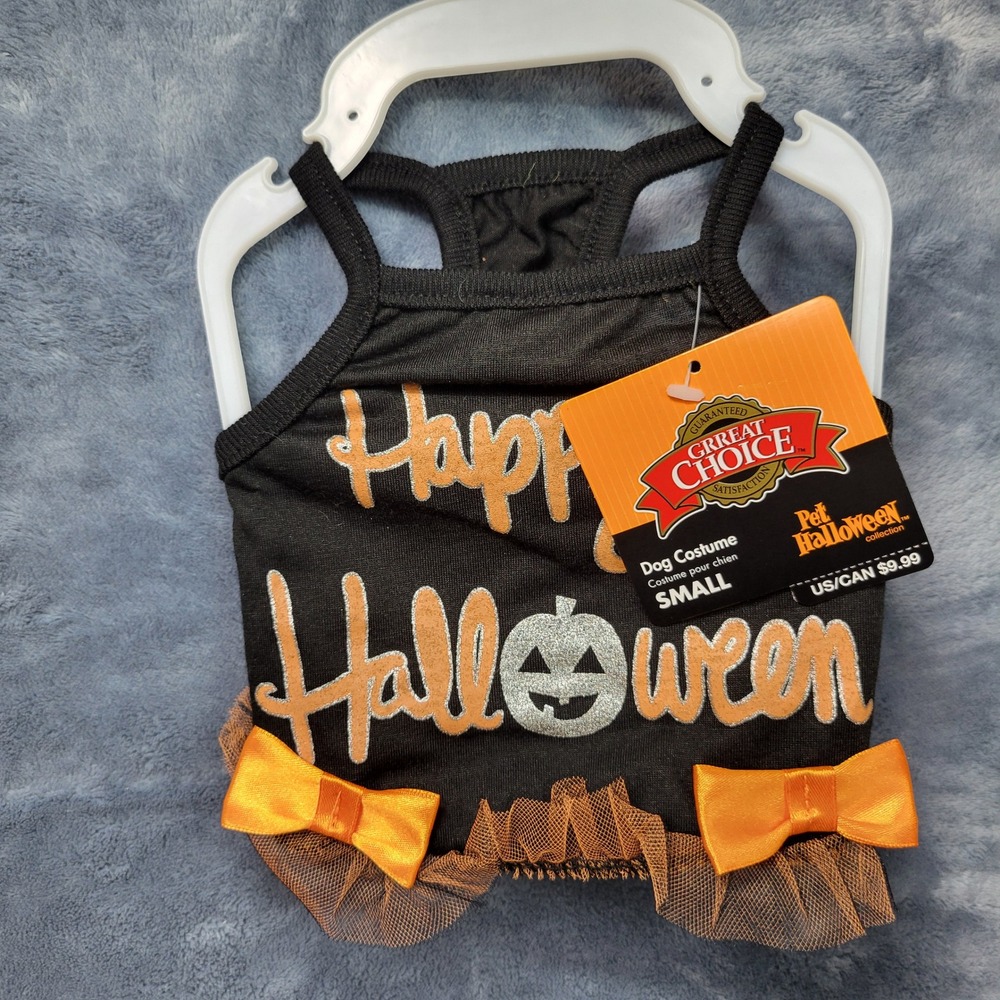 Great Choice Dog Costume Small Happy Halloween Pumpkin Orange Bows Pet‎ Outfit